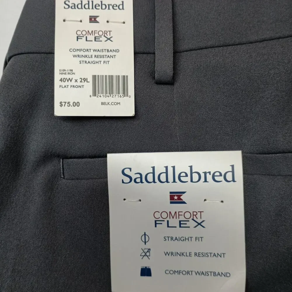 Saddlebred Straight‎ Fit Dress Pants Men's Size 40x29 Gray